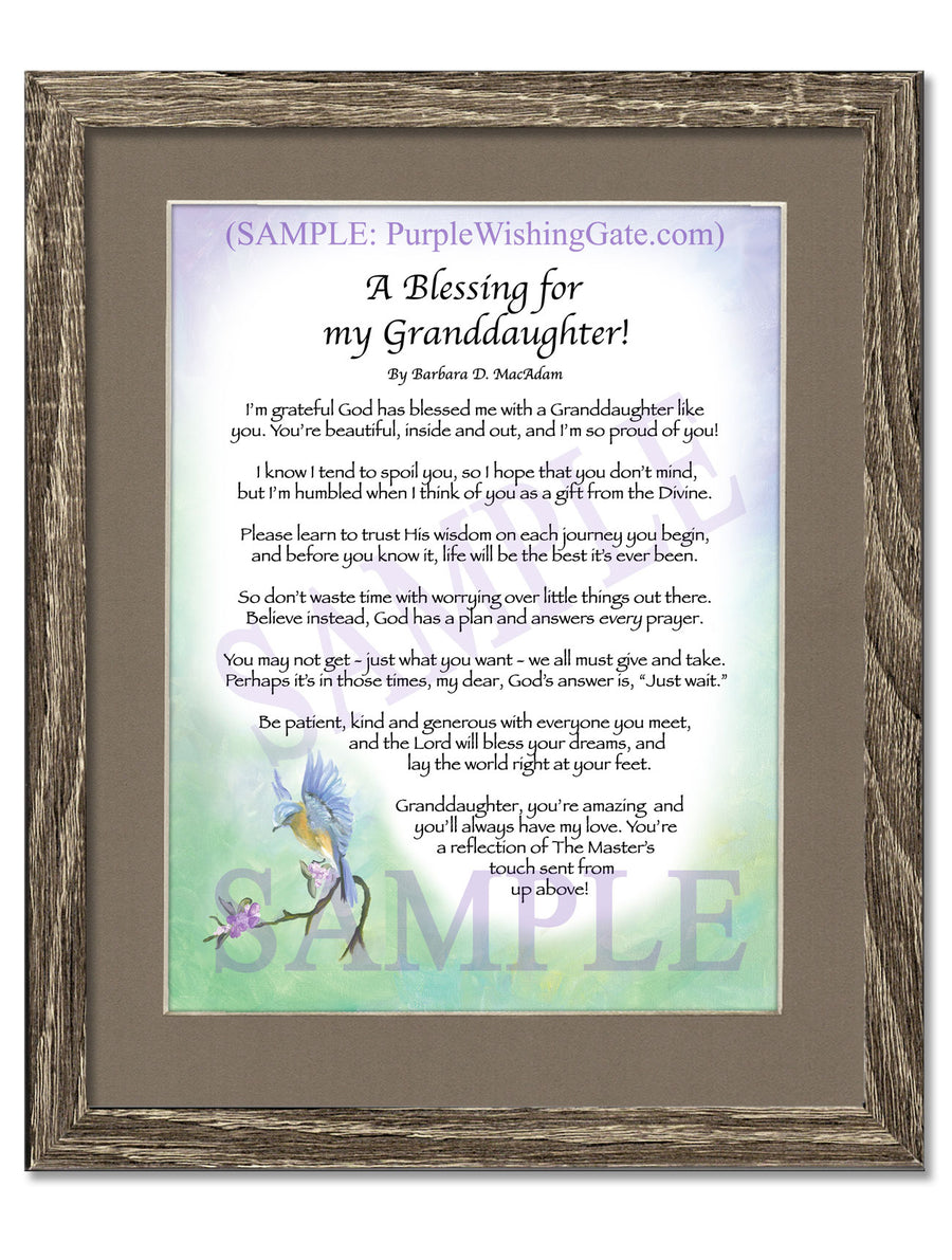 A Blessing for My Granddaughter: Personalized Gift | PurpleWishingGate