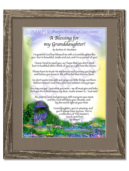 A Blessing for My Granddaughter! (child-adult) - Gifts for Granddaughter - PurpleWishingGate.com