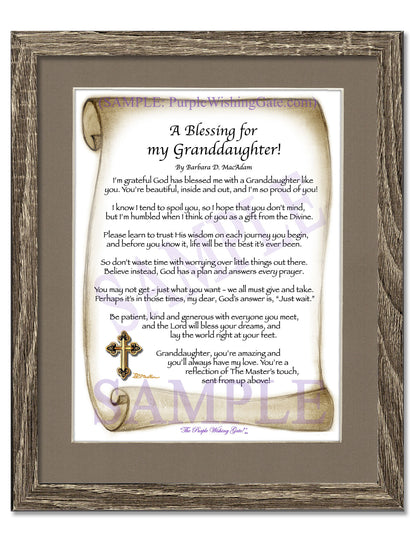 A Blessing for My Granddaughter! (child-adult) - Gifts for Granddaughter - PurpleWishingGate.com
