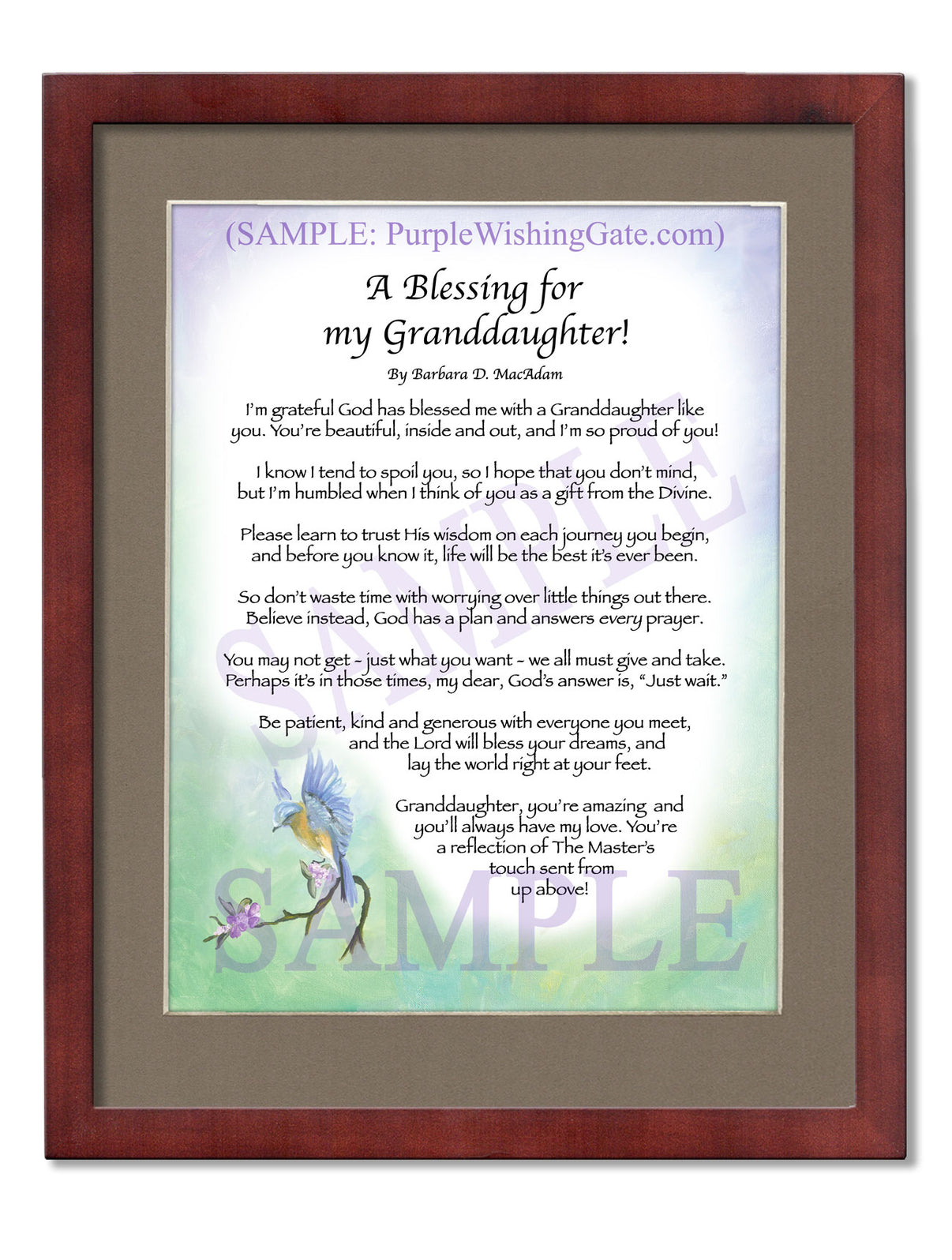 A Blessing for My Granddaughter! (child-adult) - Gifts for Granddaughter - PurpleWishingGate.com