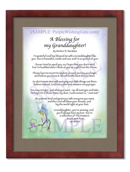 A Blessing for My Granddaughter! (child-adult) - Gifts for Granddaughter - PurpleWishingGate.com