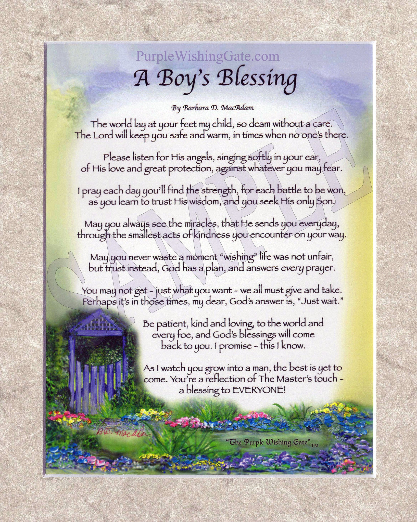 A Boy's Blessing (8x10) - 8x10 Custom Matted Clearance - PurpleWishingGate.com