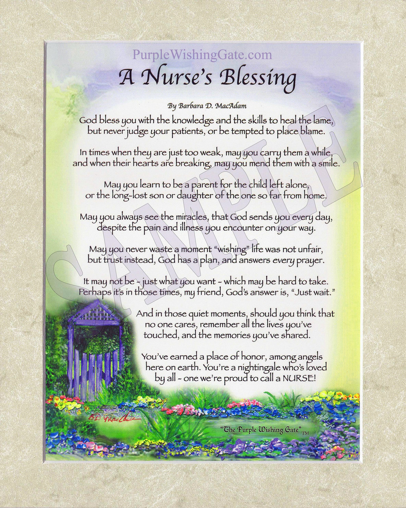 Nurse's Poem Gifts – Purple Wishing Gate