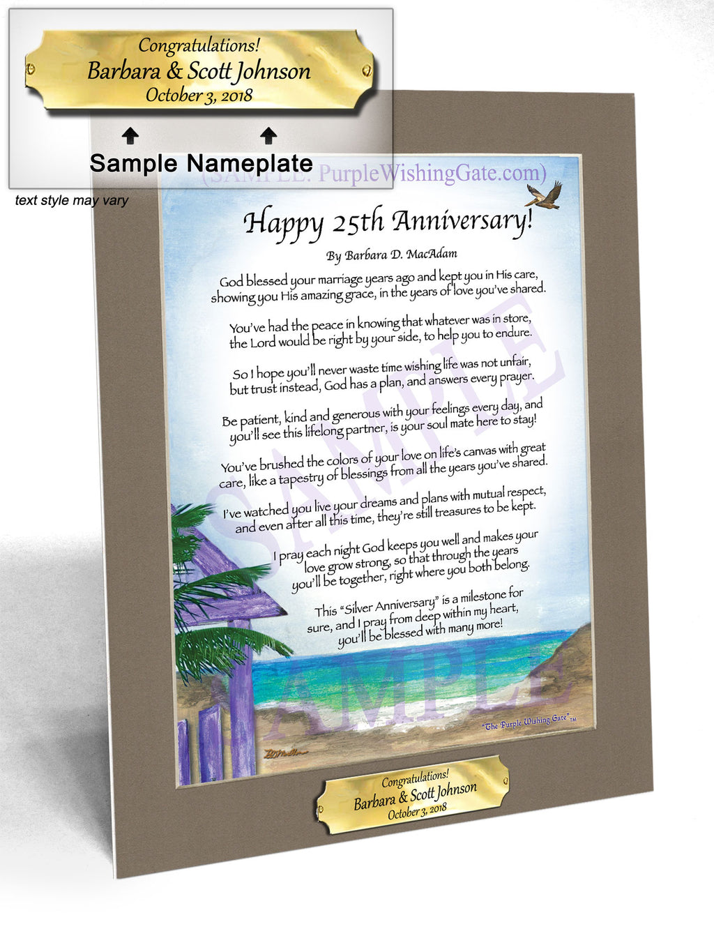 Happy 25th Anniversary: Paradise Cove / 8x10 w/Nameplate
