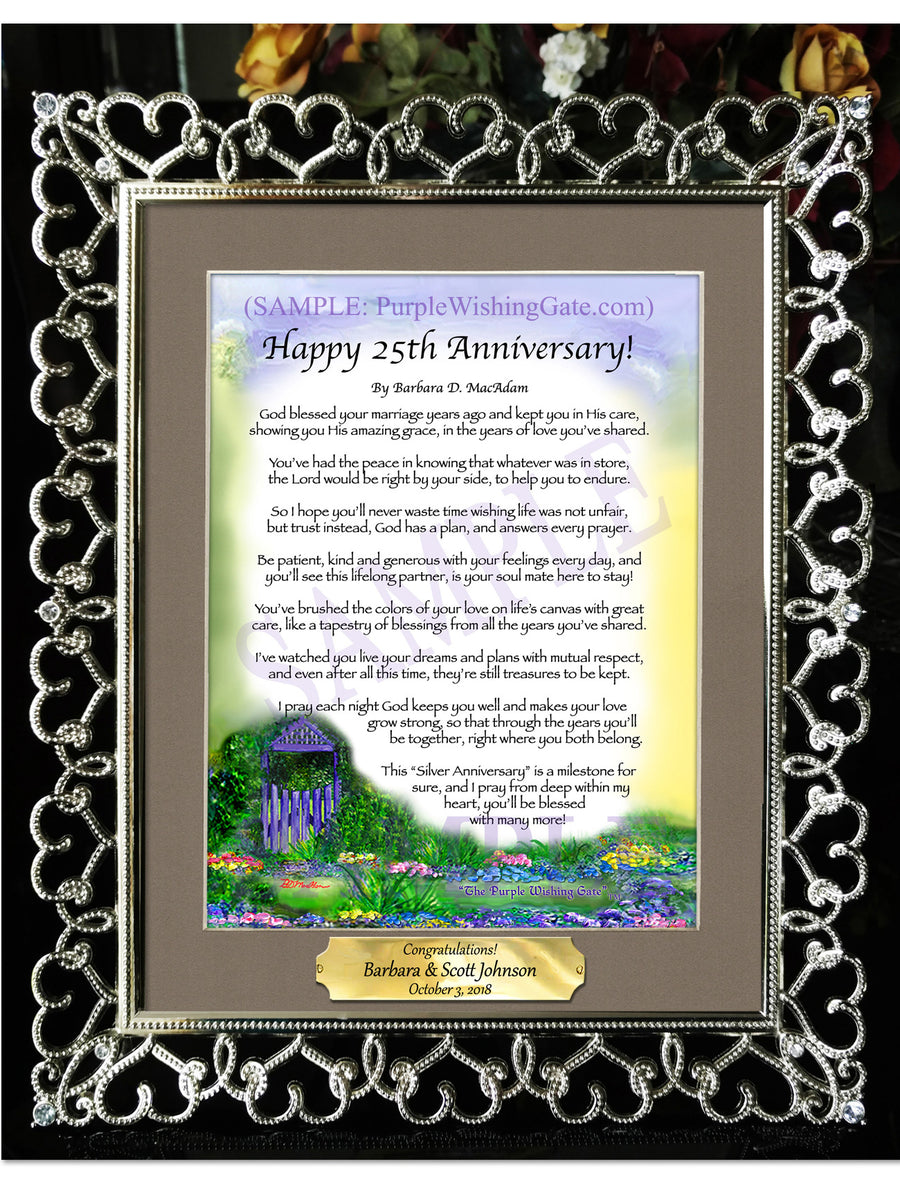 25th Wedding Anniversary Gifts for Couples, 25th Anniversary Gift for  Husband or Wife, Silver 25th Anniversary Card, 25th Anniversary Table  Decorations, Poem for a Couples Silver Anniversary, 7311CH - Walmart.com