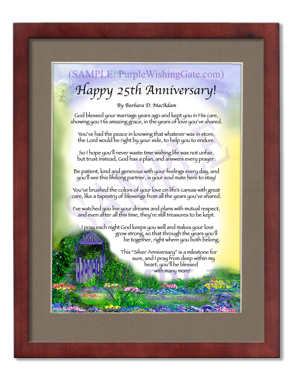 Happy 25th Anniversary: Purple Wishing Gate / 8x10 / 8x10 Classic Walnut
