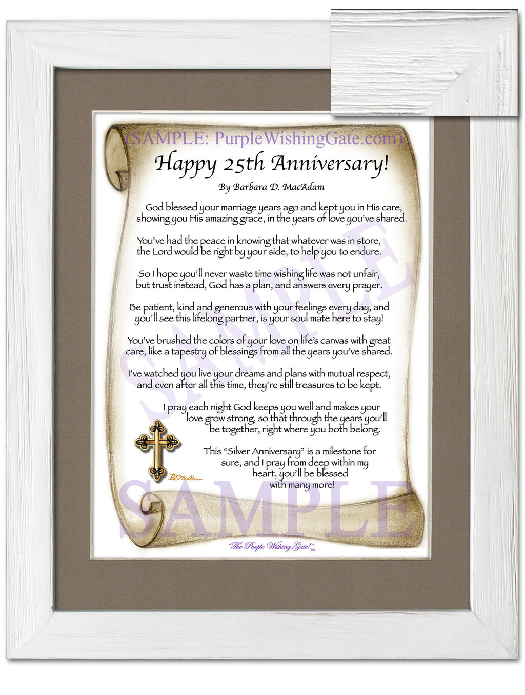 Happy 25th Anniversary: Sepia Scroll / 8x10 / 8x10 White Wash
