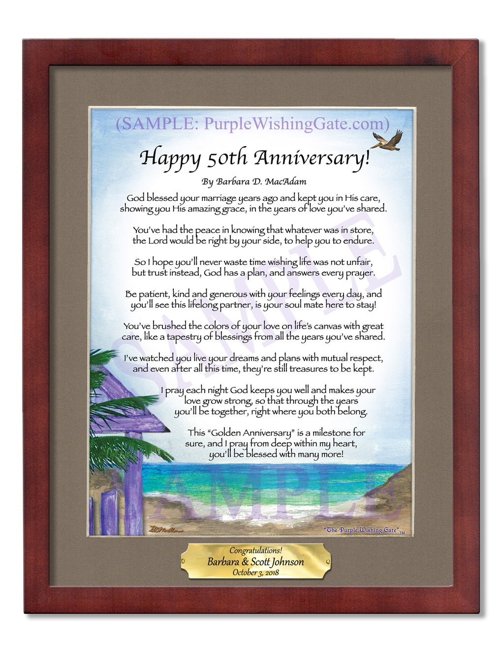 Happy 50th Anniversary: Paradise Cove / 8x10 w/Nameplate / 8x10 Classic Walnut
