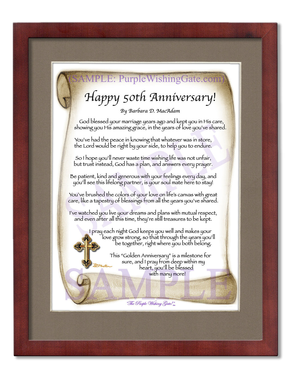 Happy 50th Anniversary: Sepia Scroll / 8x10 / 8x10 Classic Walnut
