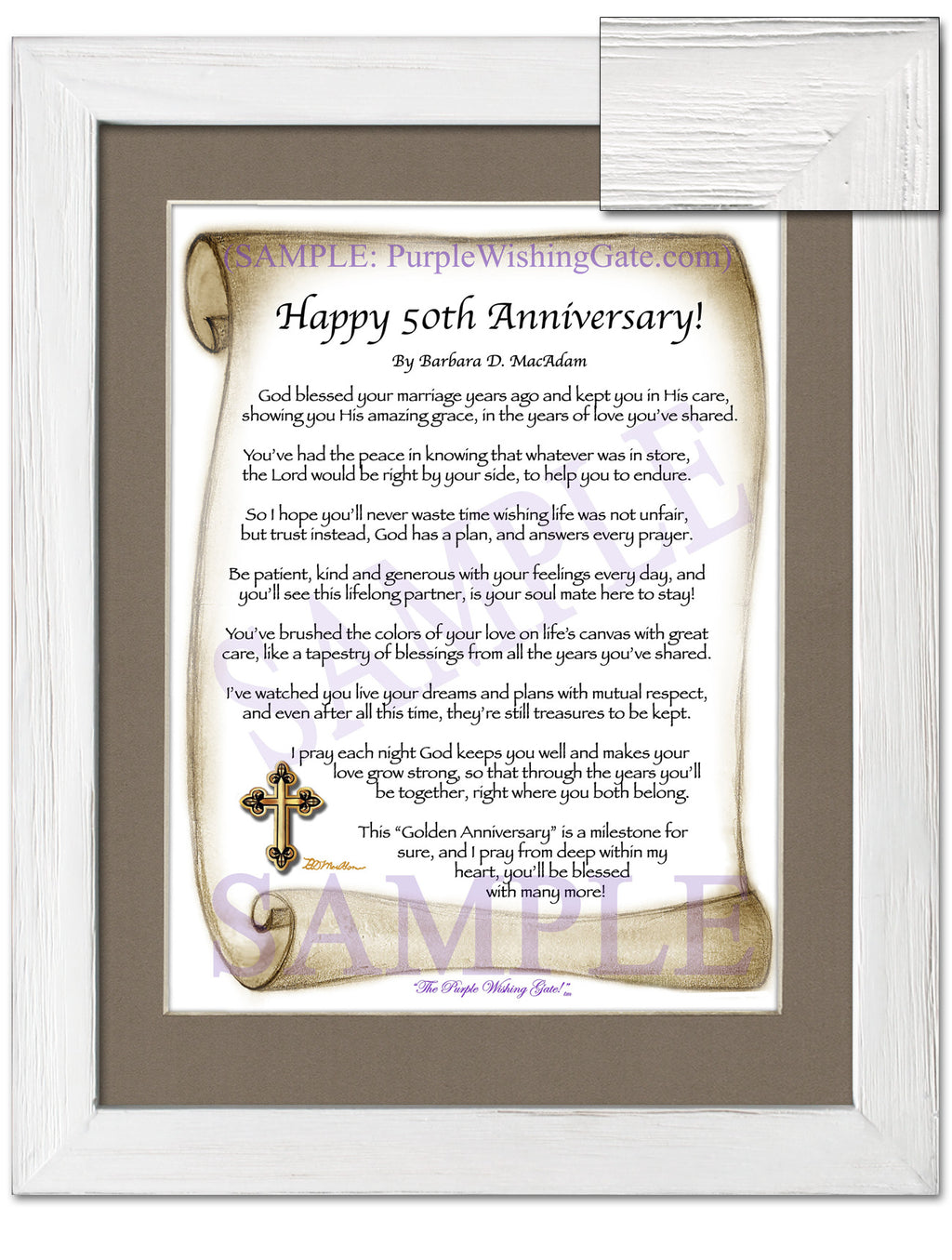 Happy 50th Anniversary: Sepia Scroll / 8x10 / 8x10 White Wash
