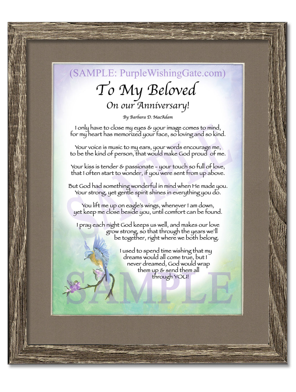 To My Beloved on our Anniversary: Bluebird / 8x10 / 8x10 Birchwood
