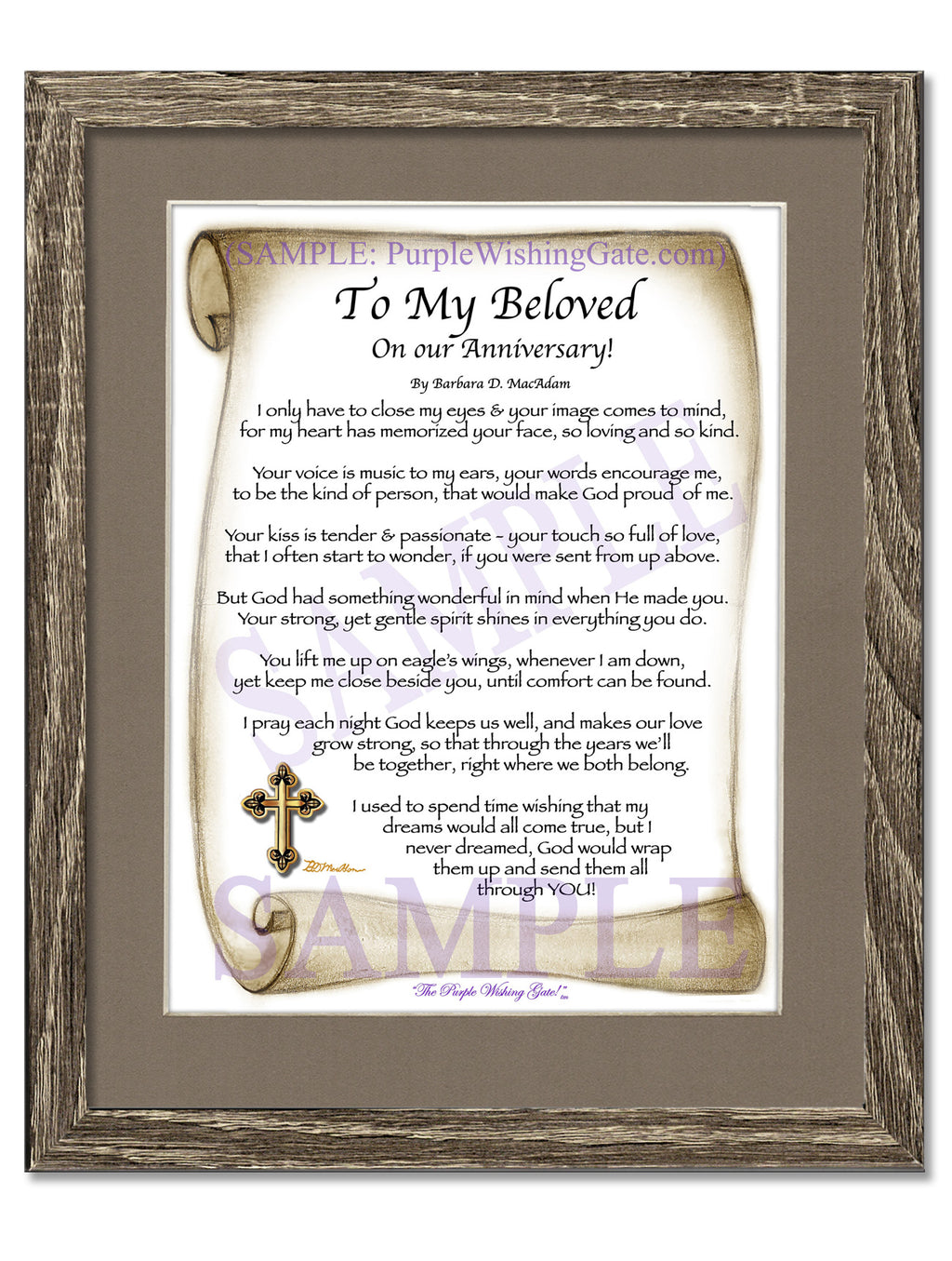 To My Beloved on our Anniversary: Sepia Scroll / 8x10 / 8x10 Birchwood
