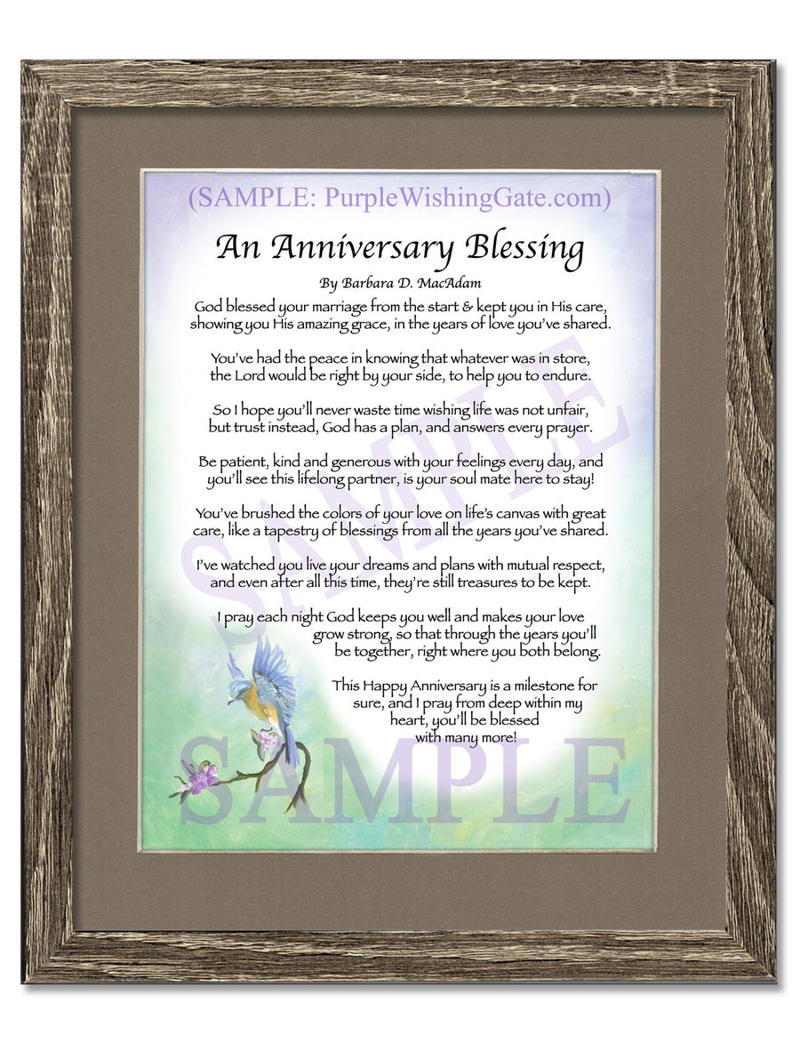 An Anniversary Blessing: Personalized, Framed Gift | PurpleWishingGate