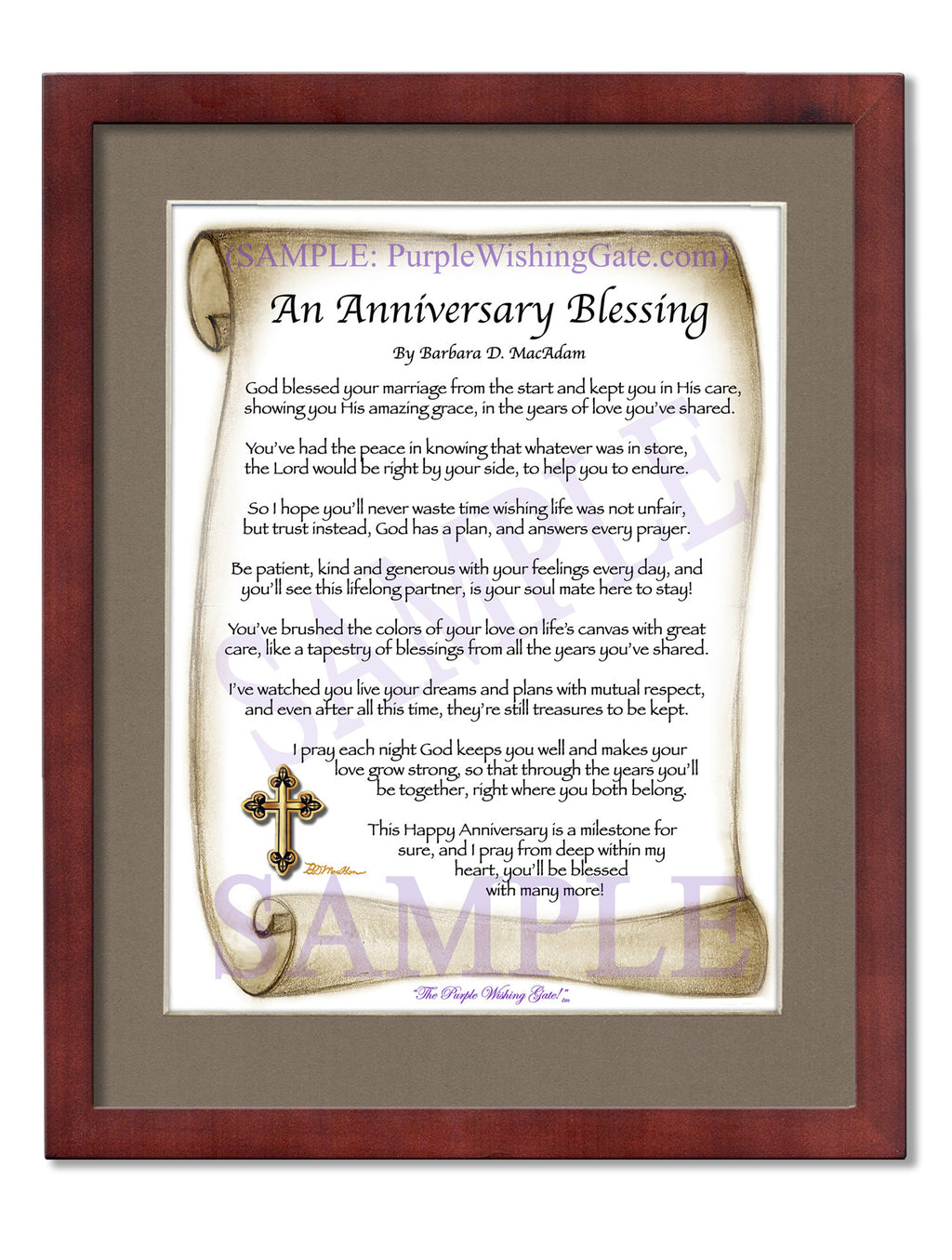 An Anniversary Blessing: Sepia Scroll / 8x10 / 8x10 Classic Walnut
