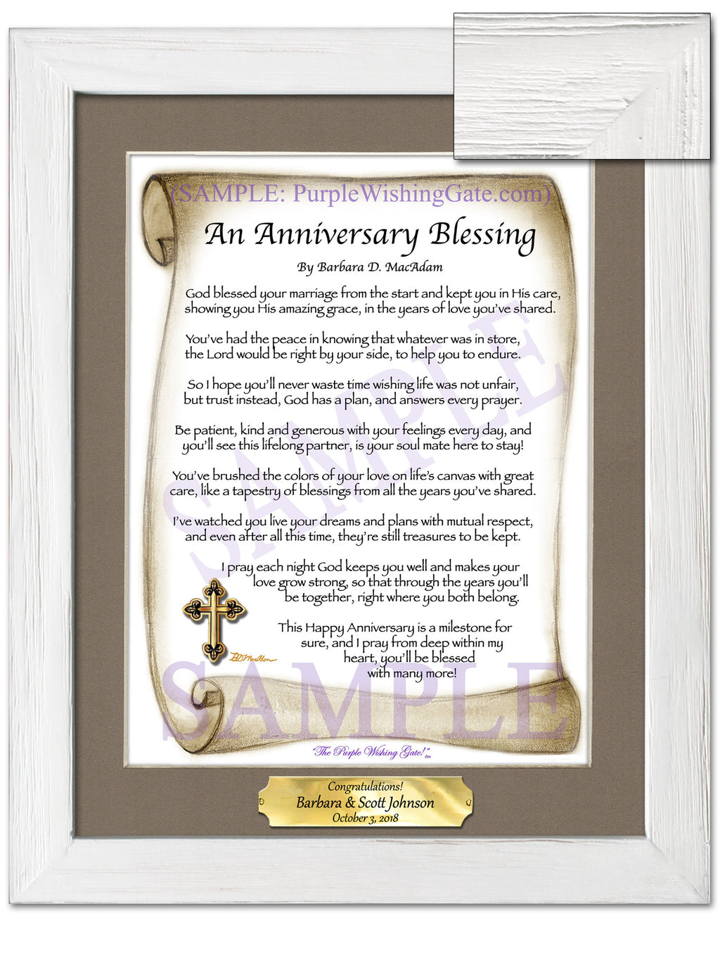 An Anniversary Blessing: Sepia Scroll / 8x10 w/Nameplate / 8x10 White Wash
