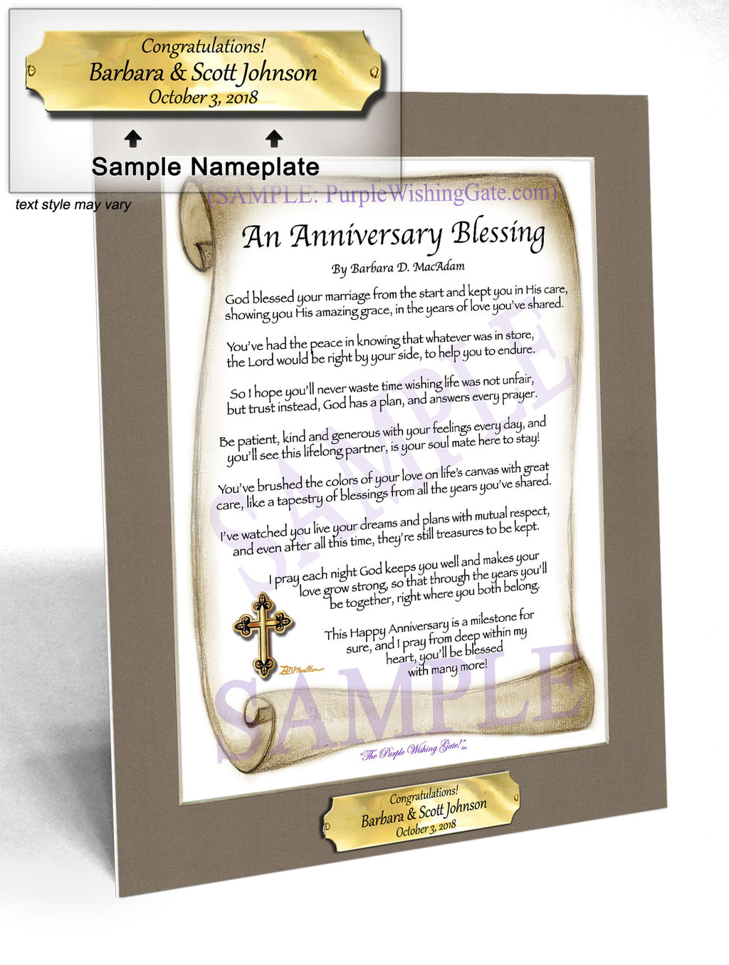 An Anniversary Blessing: Sepia Scroll / 8x10 w/Nameplate
