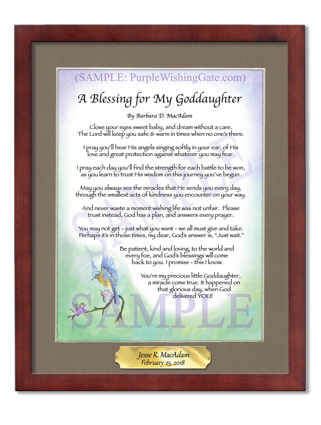 A Blessing for My Goddaughter (baby) - Baby Gift - PurpleWishingGate.com