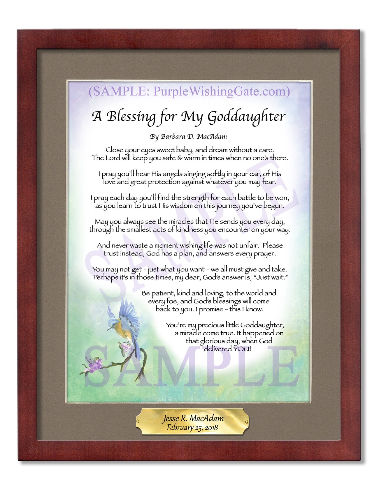 A Blessing for My Goddaughter (baby) - Baby Gift - PurpleWishingGate.com