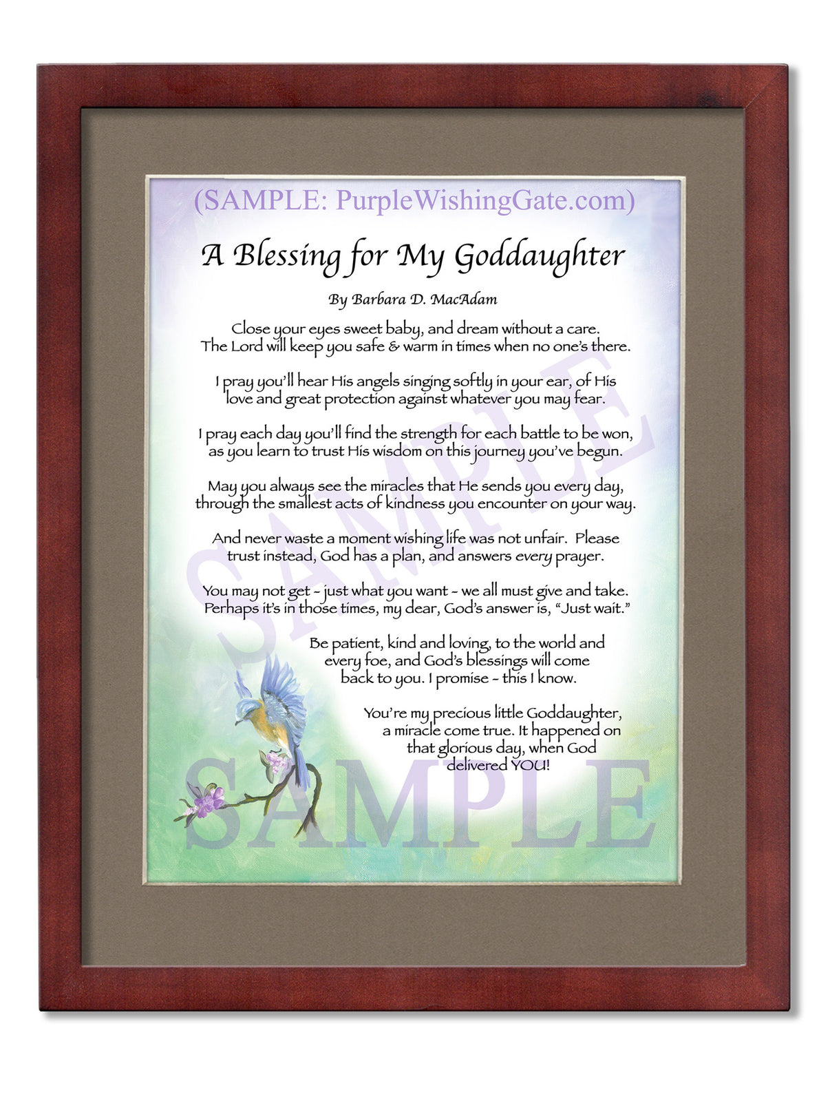 A Blessing for My Goddaughter (baby) - Baby Gift - PurpleWishingGate.com