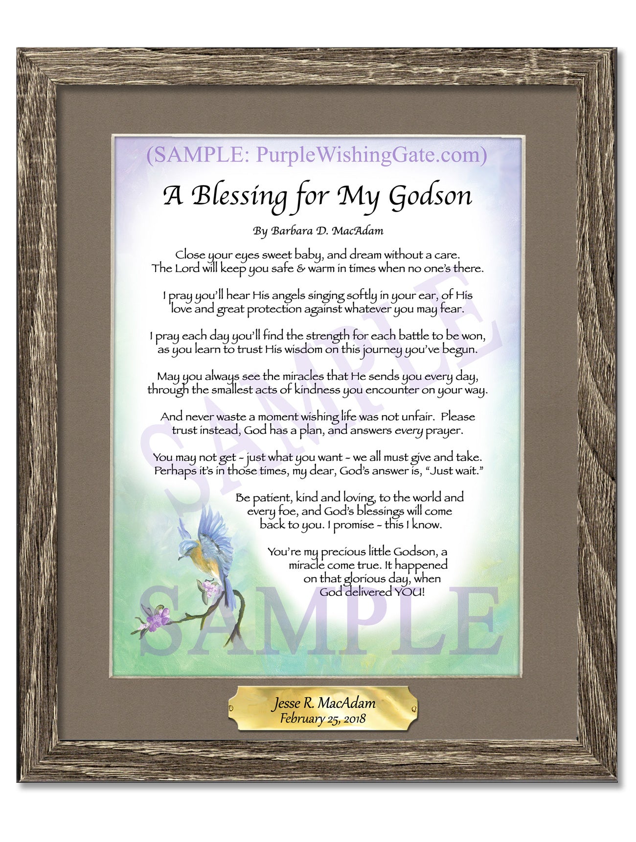 A Blessing for My Godson (baby) - Baby Gift - PurpleWishingGate.com
