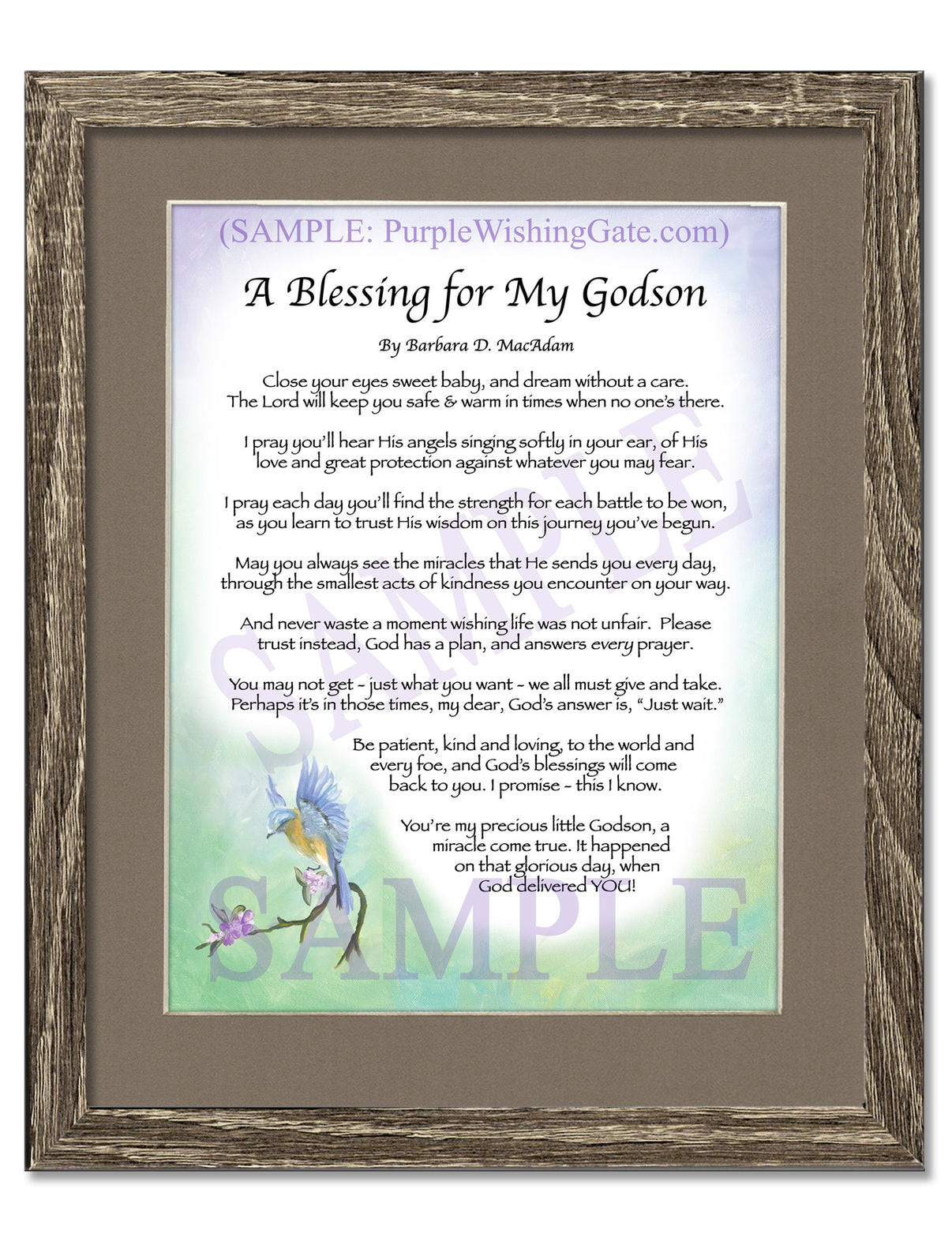 A Blessing for My Godson (baby) - Baby Gift - PurpleWishingGate.com