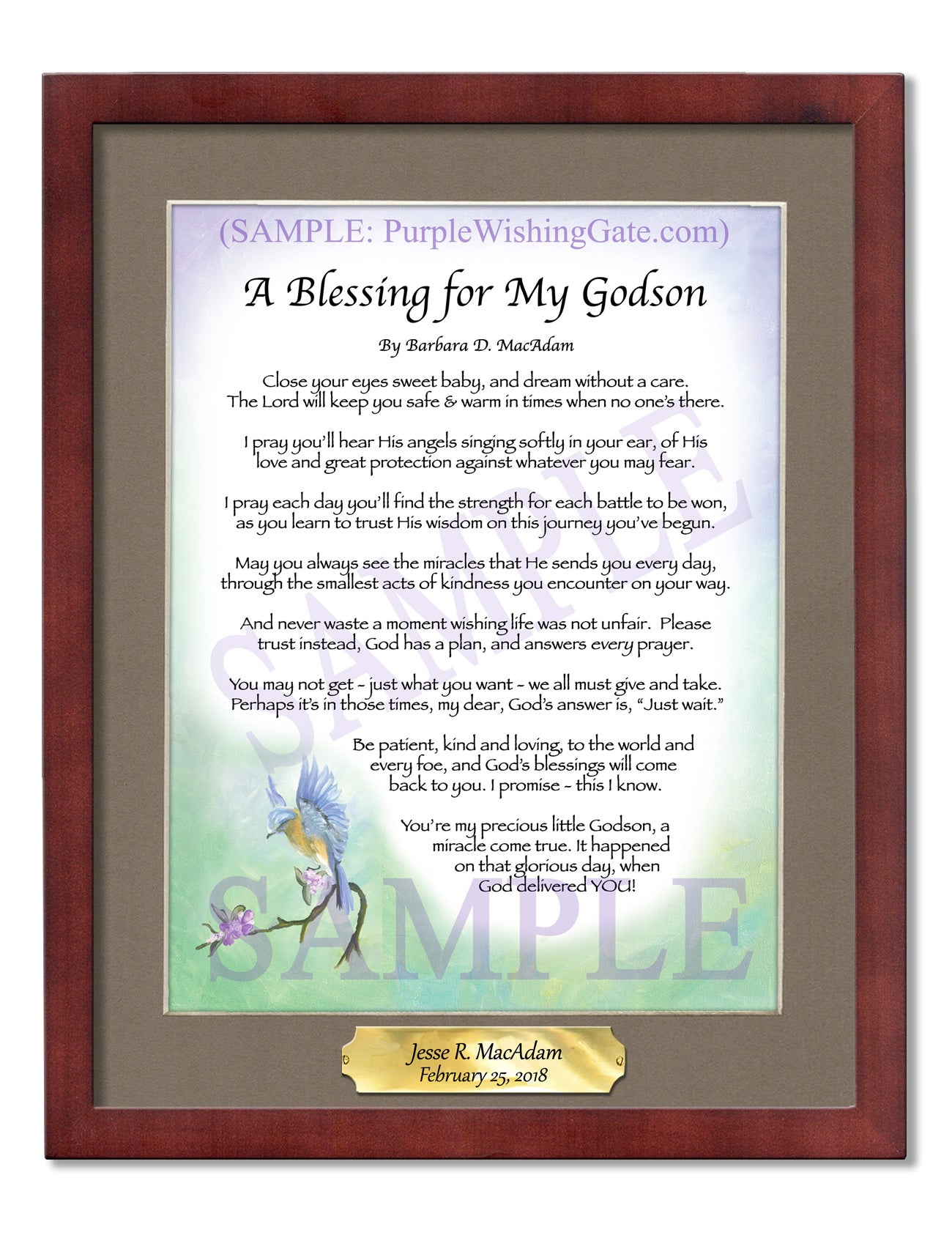 A Blessing for My Godson (baby) - Baby Gift - PurpleWishingGate.com