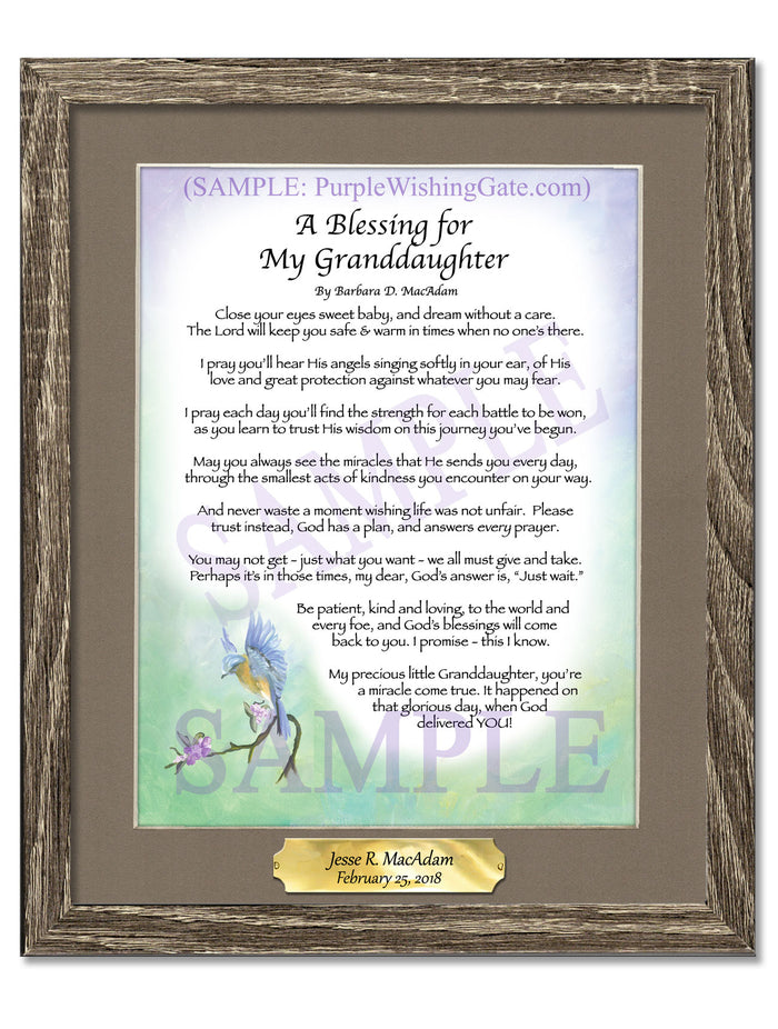 Baby Granddaughter Blessing: Personalized Gift | PurpleWishingGate.com