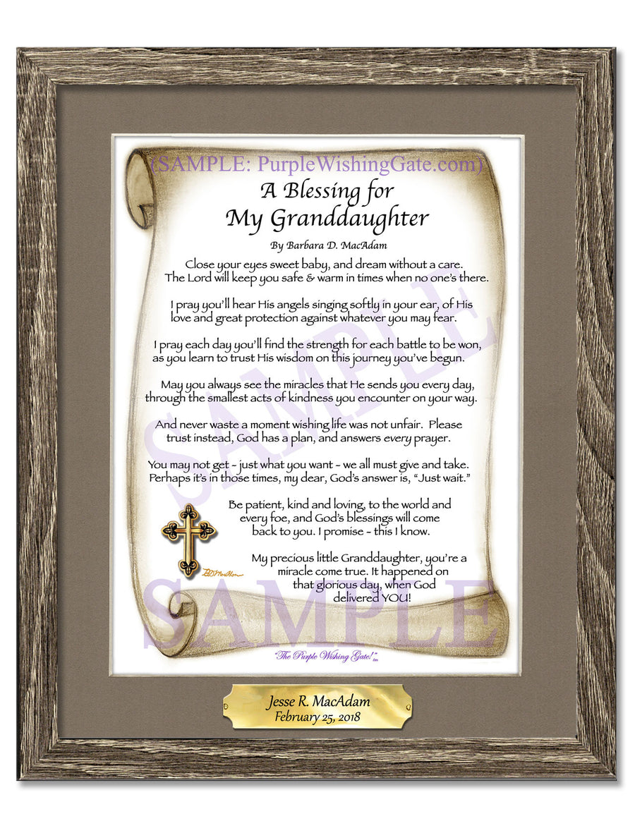 Baby Granddaughter Blessing: Personalized Gift | PurpleWishingGate.com