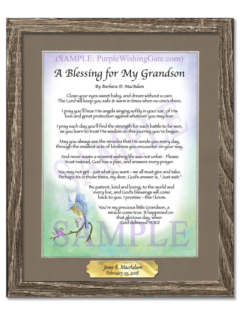 A Blessing for My Grandson (baby) - Baby Gift - PurpleWishingGate.com