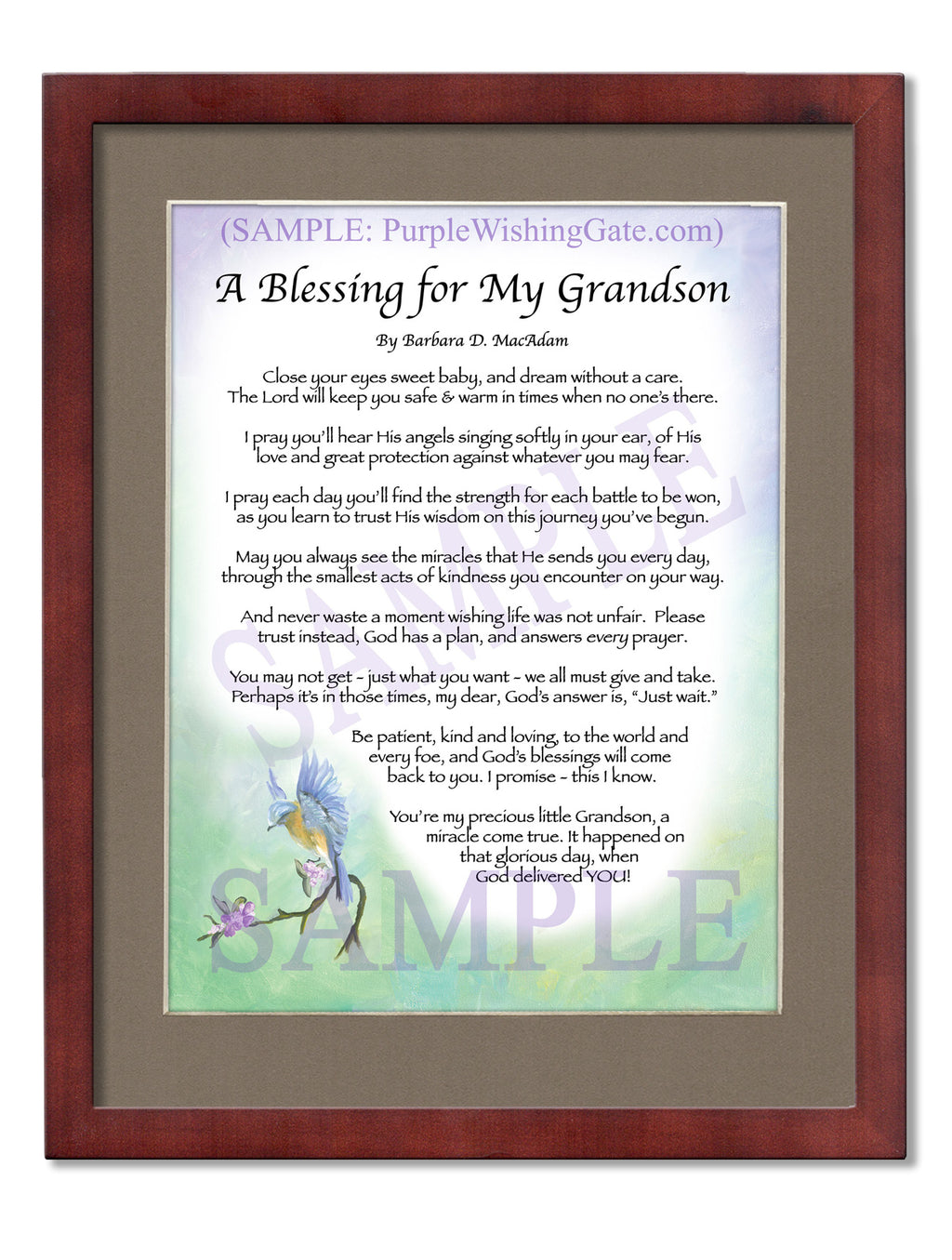 A Blessing for My Grandson (baby) - Baby Gift - PurpleWishingGate.com
