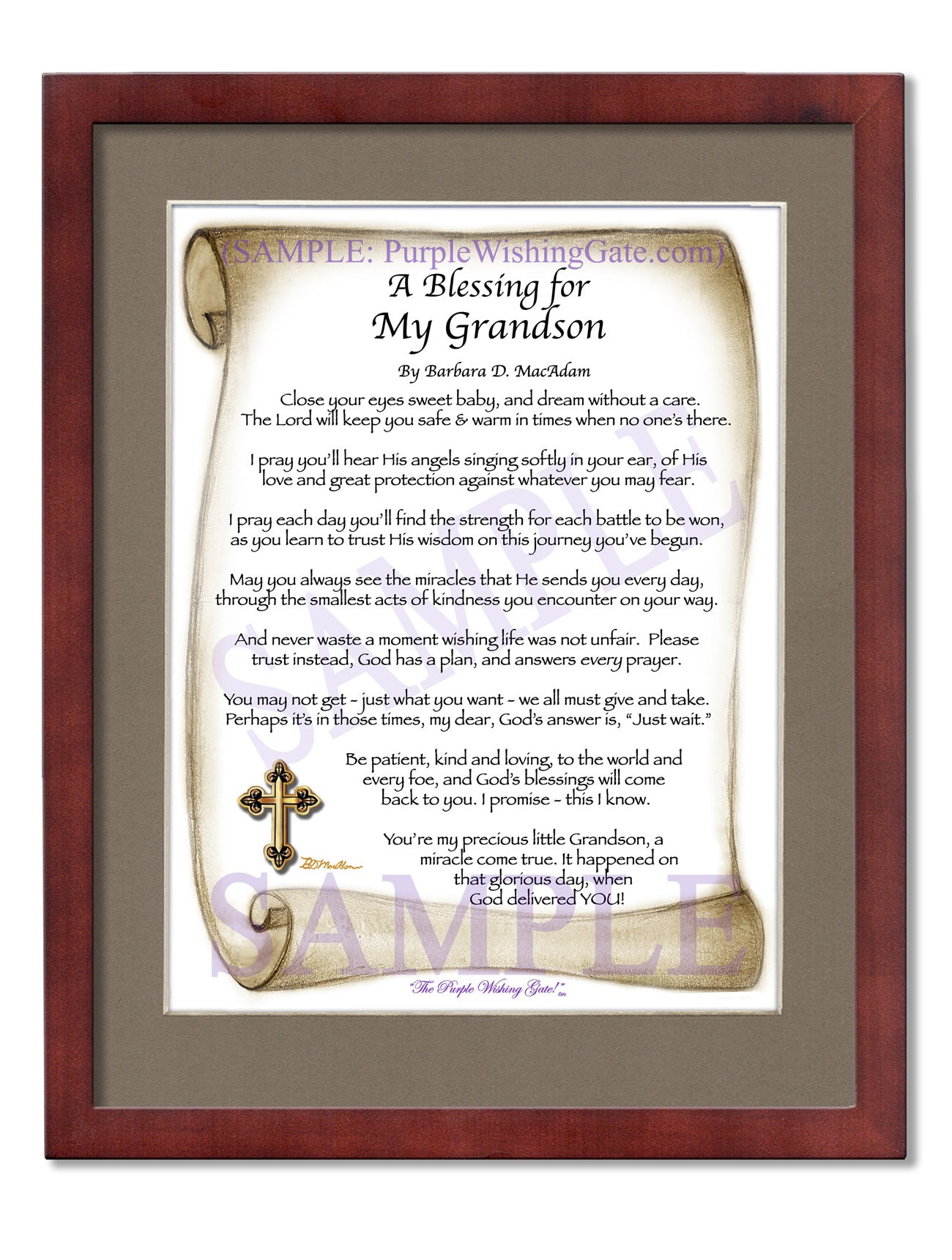 A Blessing for My Grandson (baby) - Baby Gift - PurpleWishingGate.com