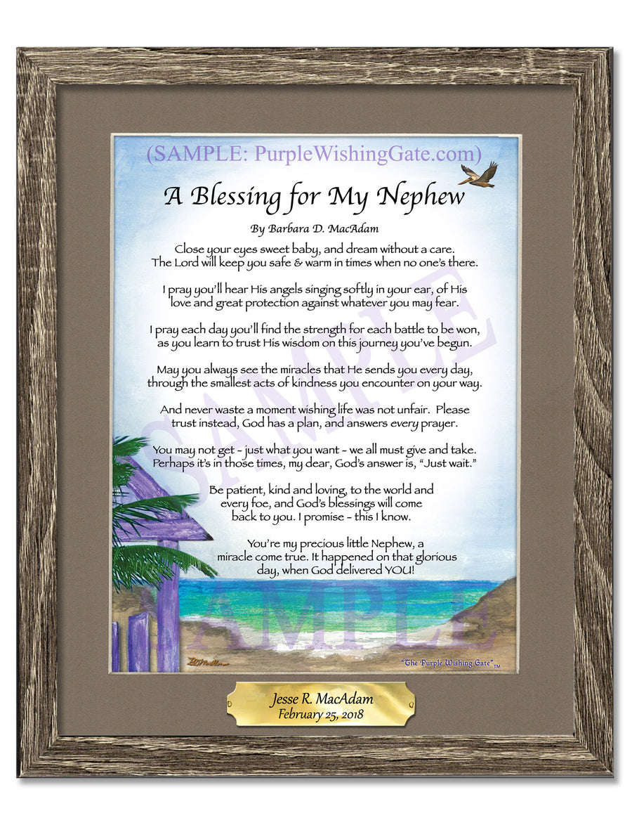 Nephew's Baby Blessing: Personalized, Framed Gift! | PurpleWishingGate