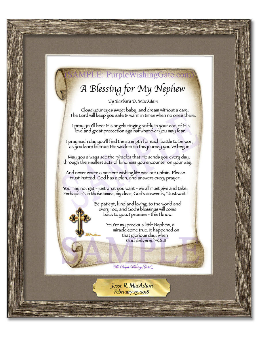 Nephew's Baby Blessing: Personalized, Framed Gift! | PurpleWishingGate