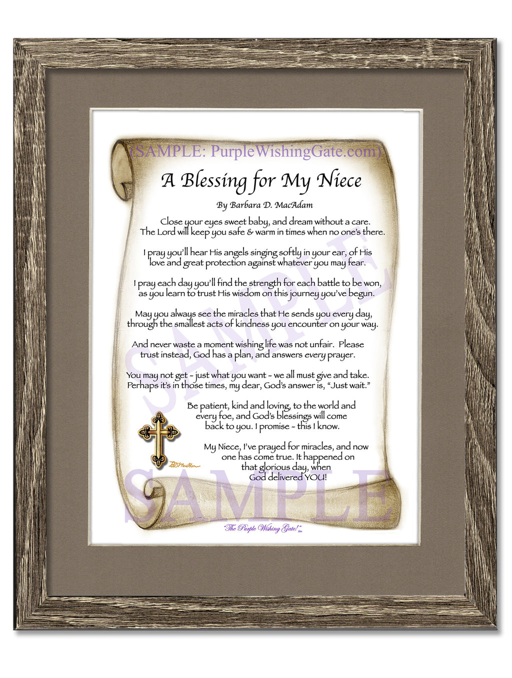 A Blessing for My Niece (baby): Sepia Scroll / 8x10 / 8x10 Birchwood
