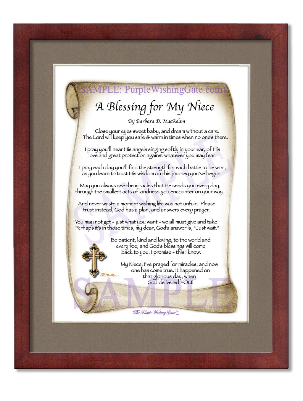 A Blessing for My Niece (baby): Sepia Scroll / 8x10 / 8x10 Classic Walnut
