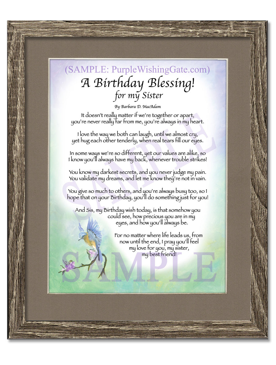 A Birthday Blessing for Sister: Personalized Gift! | PurpleWishingGate