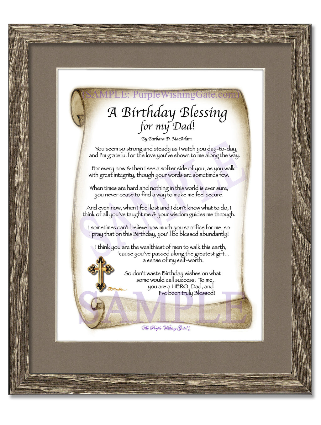 A Birthday Blessing for my Dad: Sepia Scroll / 8x10 / 8x10 Birchwood
