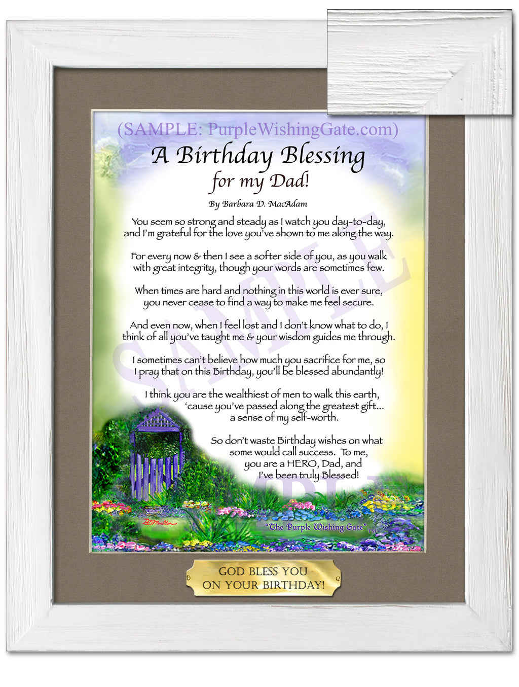 A Birthday Blessing for my Dad: Purple Wishing Gate / 8x10 w/Nameplate / 8x10 White Wash
