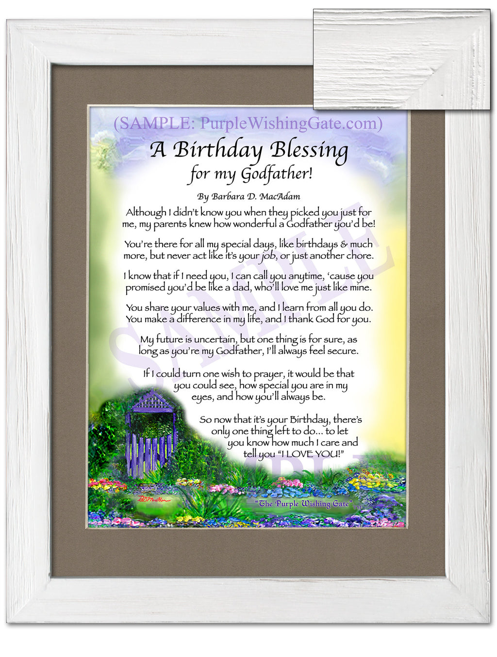 A Birthday Blessing for my Godfather: Purple Wishing Gate / 8x10 / 8x10 White Wash
