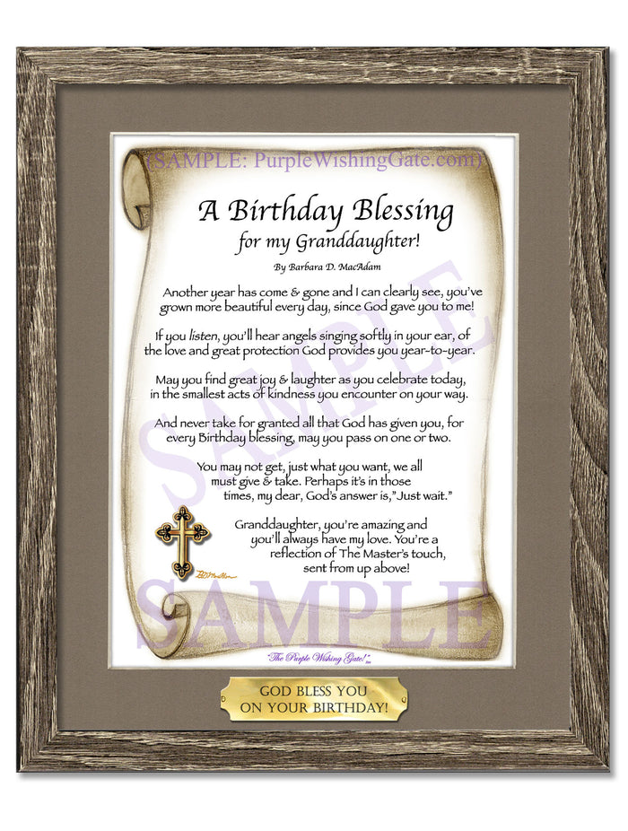 Granddaughters Birthday Gift: Framed Blessing | PurpleWishingGate.com