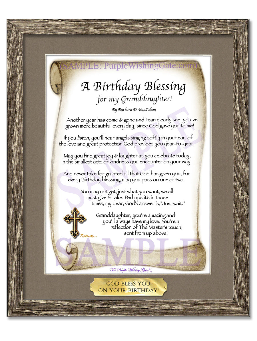 Granddaughters Birthday Gift: Framed Blessing 