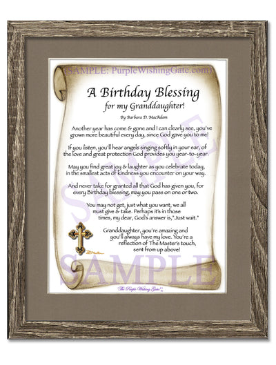 Granddaughters Birthday Gift: Framed Blessing | PurpleWishingGate.com