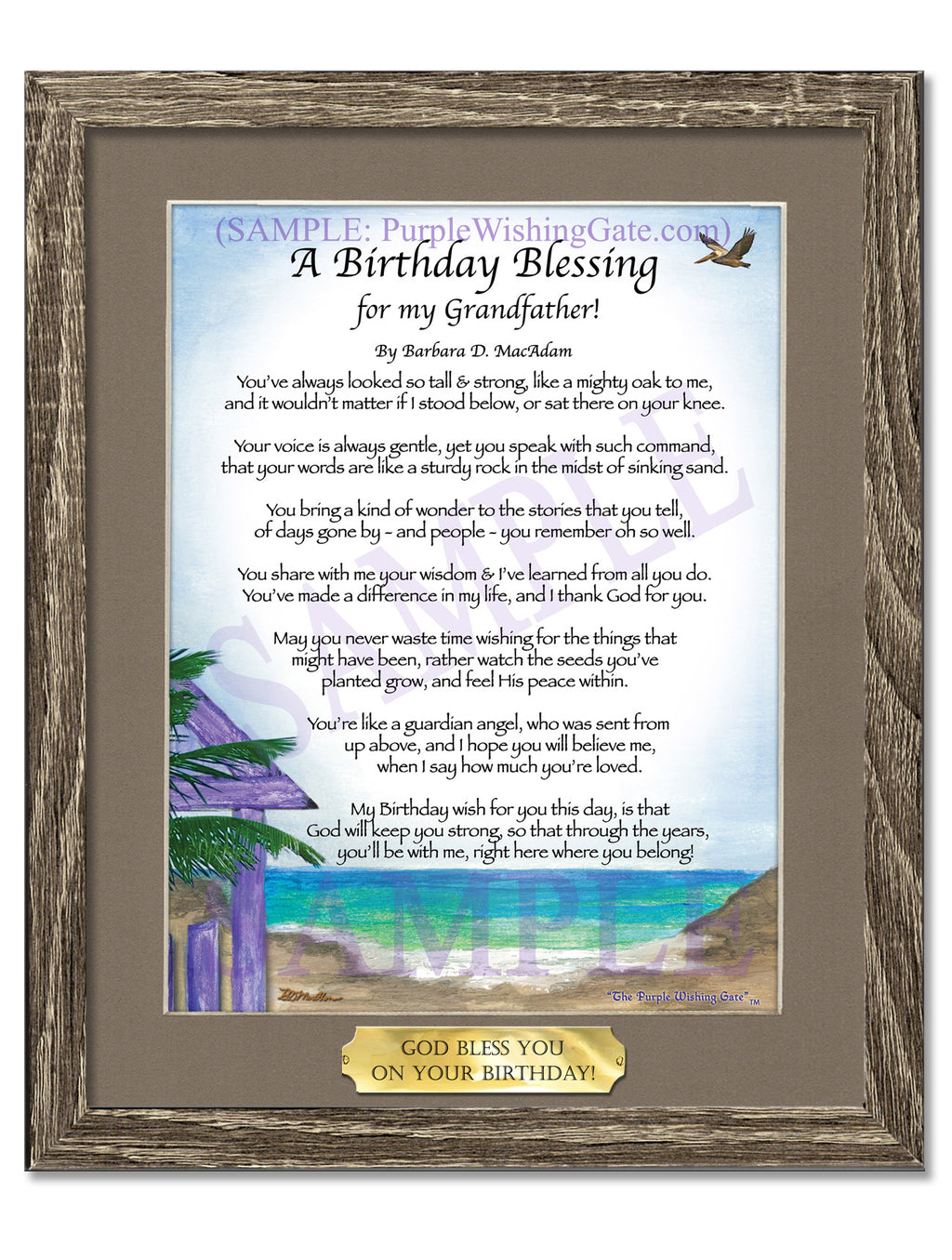 A Birthday Blessing for my Grandfather: Paradise Cove / 8x10 w/Nameplate / 8x10 Birchwood
