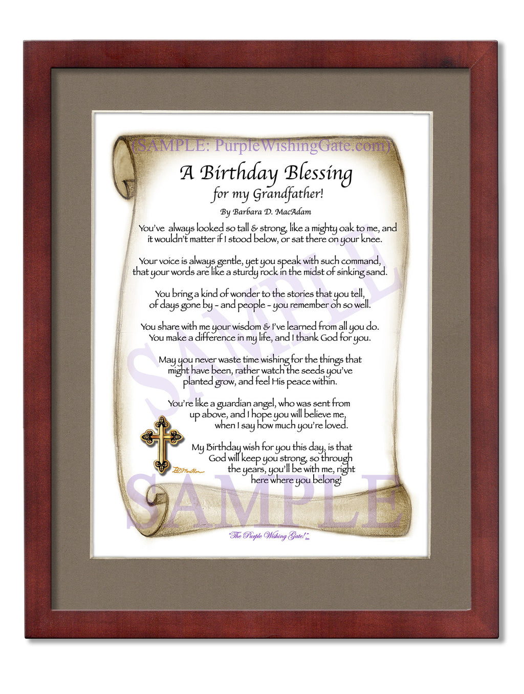 A Birthday Blessing for my Grandfather: Sepia Scroll / 8x10 / 8x10 Classic Walnut
