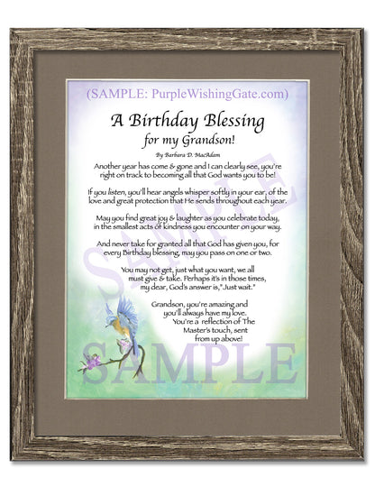 A Birthday Blessing for my Grandson! - Birthday Gift - PurpleWishingGate.com