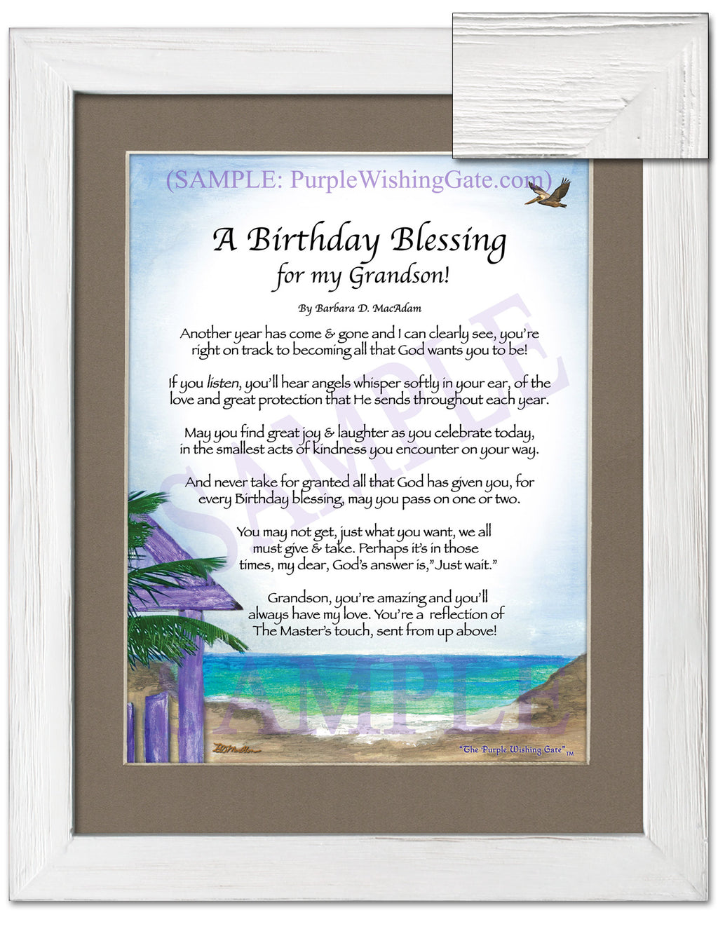 A Birthday Blessing for my Grandson: Paradise Cove / 8x10 / 8x10 White Wash
