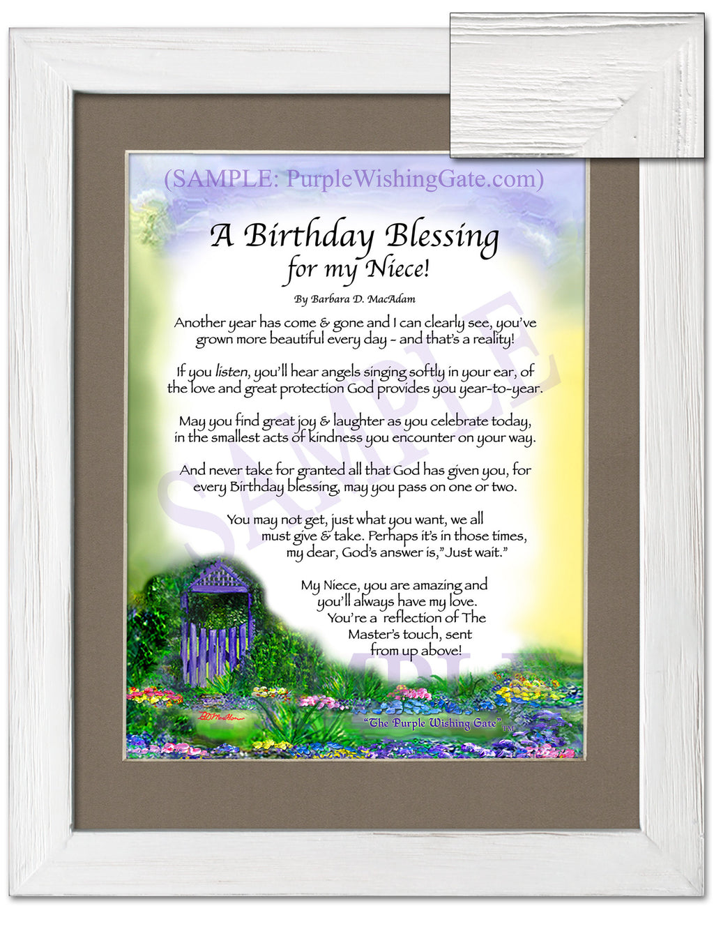A Birthday Blessing for my Niece: Purple Wishing Gate / 8x10 / 8x10 White Wash
