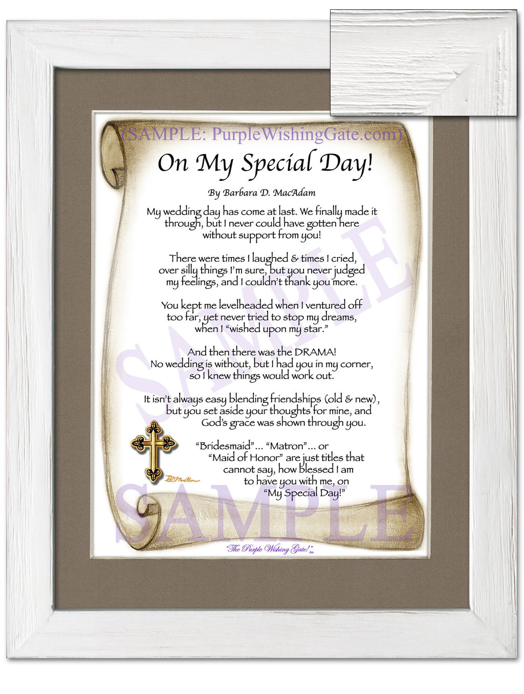 On My Special Day | Bridal Party Gift: Sepia Scroll / 8x10 / 8x10 White Wash

