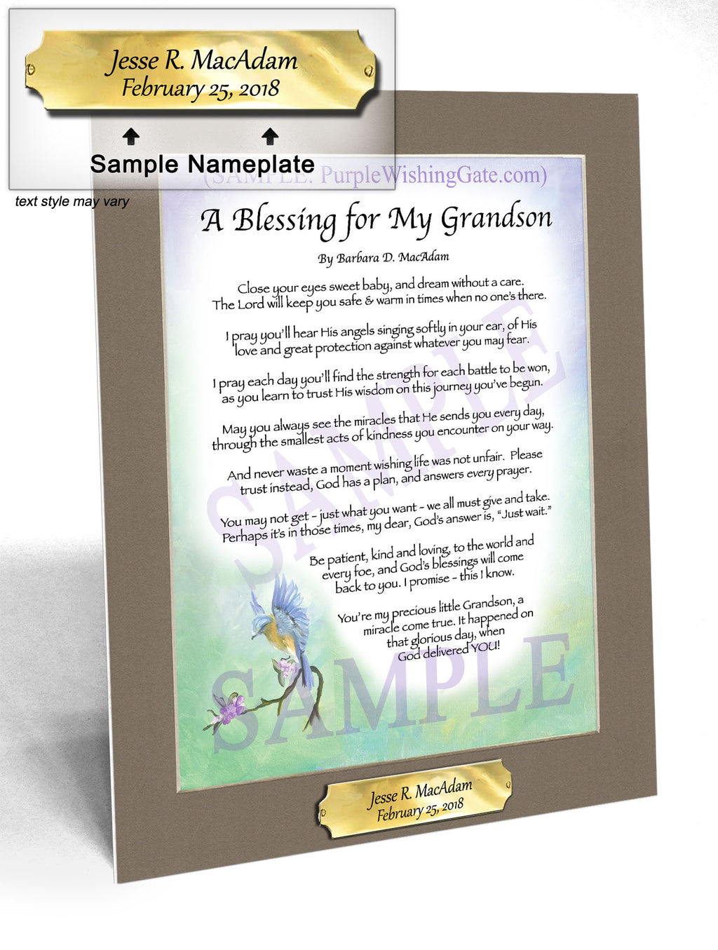 A Blessing for My Grandson (baby) - Baby Gift - PurpleWishingGate.com
