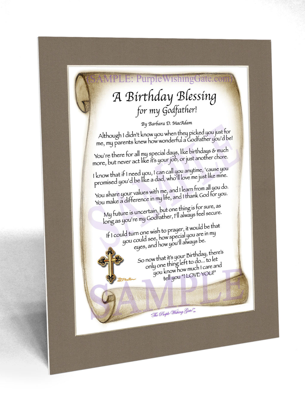 A Birthday Blessing for my Godfather: Sepia Scroll / 8x10
